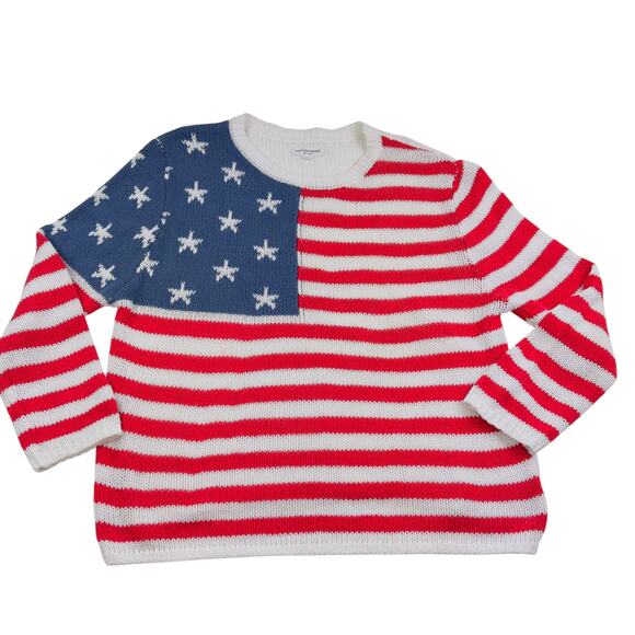 Grayson Threads Loose Knit Patriotic USA Flag Pullover Sweater Women's Size L - Picture 1 of 6